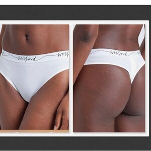 NEW Wolford Logo Cotton-Blend Thongs White Size S